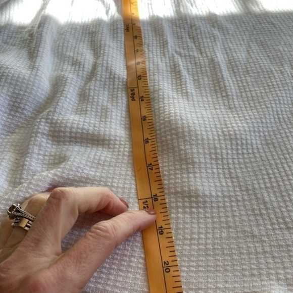 Free People White, Waffle, Raw Hem Top - Picture 5 of 15